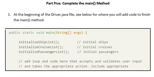 Implement cruise ship management system in Java programming language 12